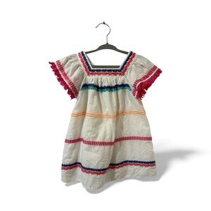 Cat & Jack Girls White Sun Dress with Fringe and Multi Colors, 2T
